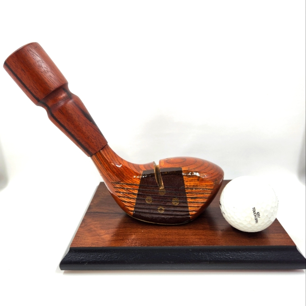 Vintage Cougar Lefty Wood Golf CLUB business Card & Pen Holder Office Desk